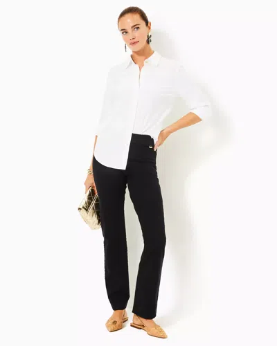 Lilly Pulitzer 32" Declynn Polished High Rise Straight Leg Pant In Noir