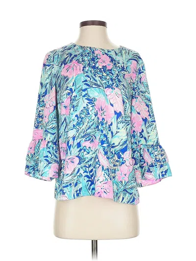 Pre-owned Lilly Pulitzer 3/4 Sleeve Blouse In Blue