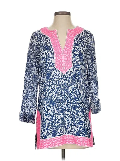 Pre-owned Lilly Pulitzer 3/4 Sleeve Blouse In Blue