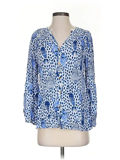 Pre-owned Lilly Pulitzer 3/4 Sleeve Blouse In Blue