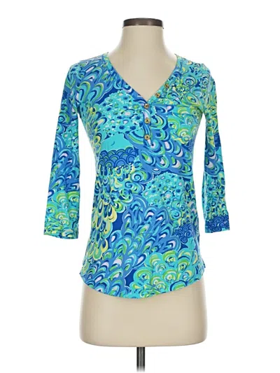 Pre-owned Lilly Pulitzer 3/4 Sleeve Blouse In Blue