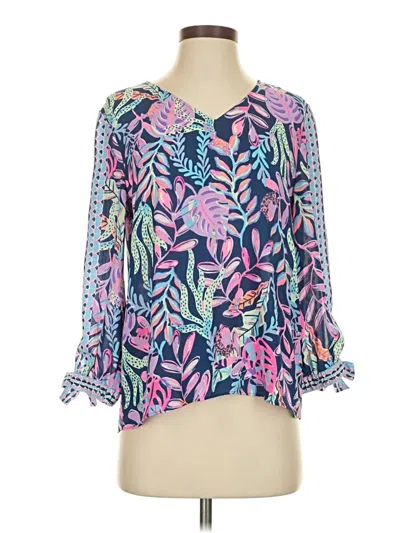 Pre-owned Lilly Pulitzer 3/4 Sleeve Blouse In Blue