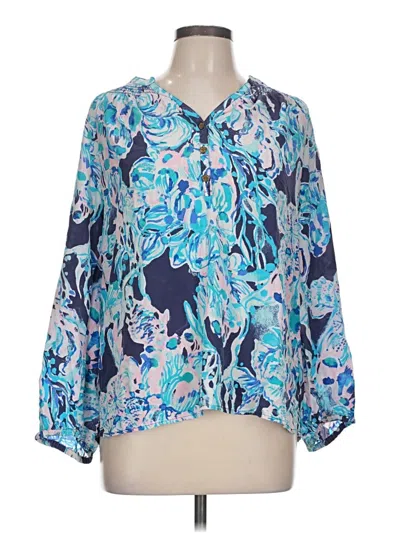 Pre-owned Lilly Pulitzer 3/4 Sleeve Blouse In Blue