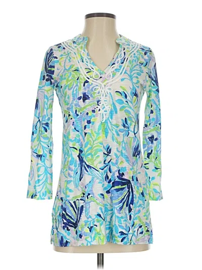 Pre-owned Lilly Pulitzer 3/4 Sleeve Blouse In Blue