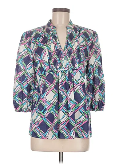Pre-owned Lilly Pulitzer 3/4 Sleeve Blouse In Blue