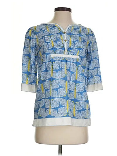 Pre-owned Lilly Pulitzer 3/4 Sleeve Blouse In Blue