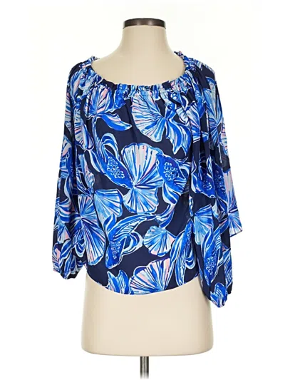 Pre-owned Lilly Pulitzer 3/4 Sleeve Blouse In Blue
