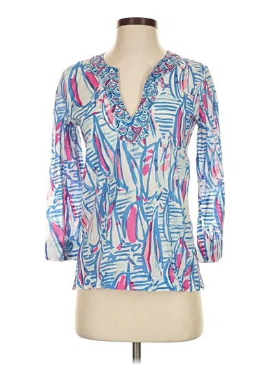 Pre-owned Lilly Pulitzer 3/4 Sleeve Blouse In Blue
