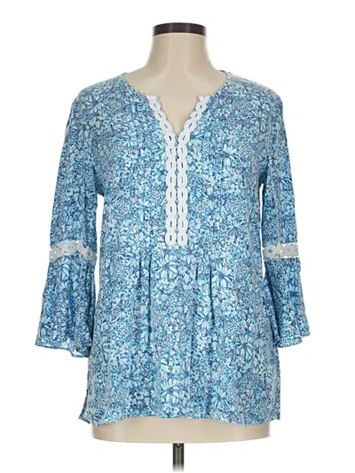Pre-owned Lilly Pulitzer 3/4 Sleeve Blouse In Blue