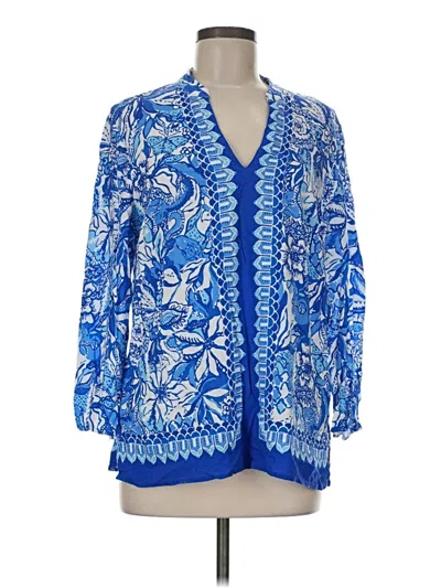 Pre-owned Lilly Pulitzer 3/4 Sleeve Blouse In Blue