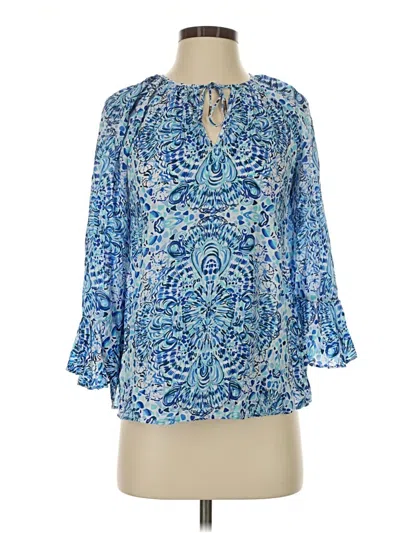 Pre-owned Lilly Pulitzer 3/4 Sleeve Blouse In Blue