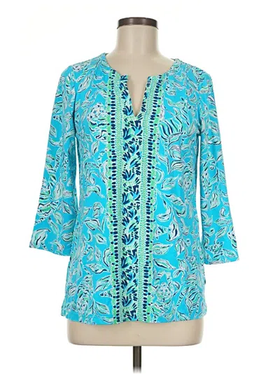 Pre-owned Lilly Pulitzer 3/4 Sleeve Blouse In Blue