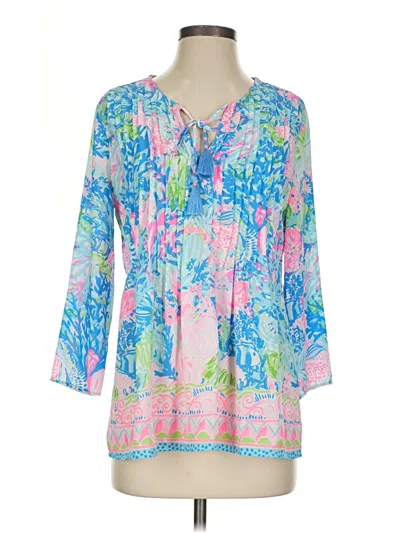 Pre-owned Lilly Pulitzer 3/4 Sleeve Blouse In Blue