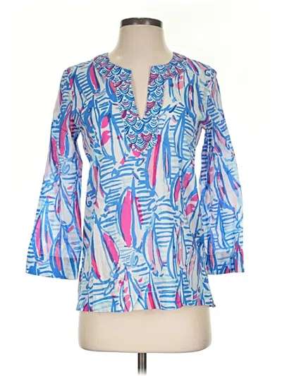 Pre-owned Lilly Pulitzer 3/4 Sleeve Blouse In Blue