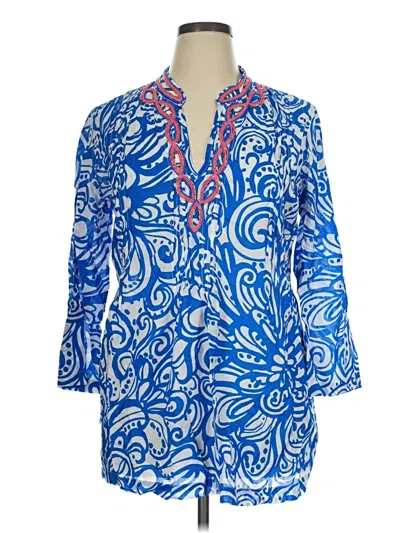 Pre-owned Lilly Pulitzer 3/4 Sleeve Blouse In Blue