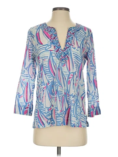 Pre-owned Lilly Pulitzer 3/4 Sleeve Blouse In Blue
