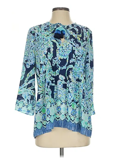 Pre-owned Lilly Pulitzer 3/4 Sleeve Blouse In Blue