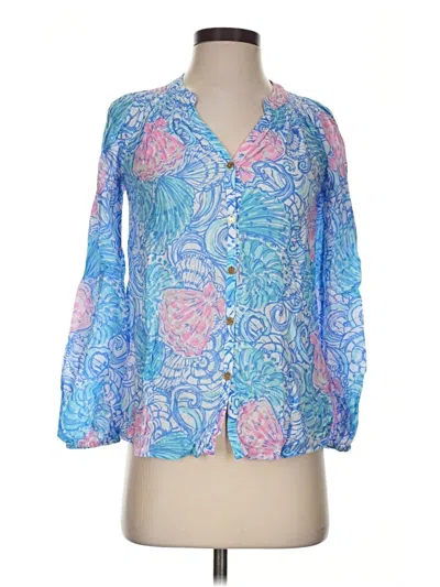Pre-owned Lilly Pulitzer 3/4 Sleeve Blouse In Blue
