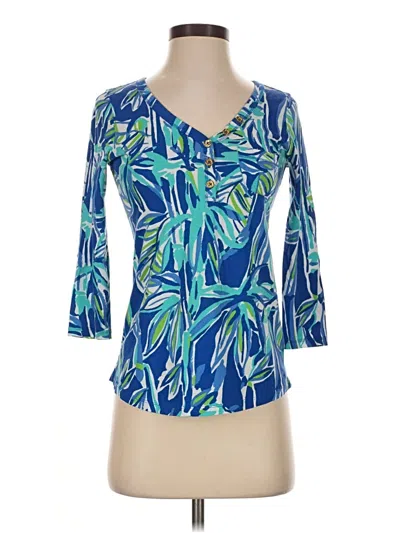 Pre-owned Lilly Pulitzer 3/4 Sleeve Blouse In Blue