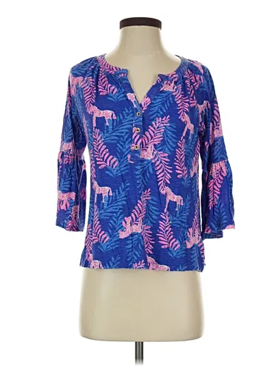 Pre-owned Lilly Pulitzer 3/4 Sleeve Blouse In Blue