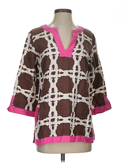 Pre-owned Lilly Pulitzer 3/4 Sleeve Blouse In Brown