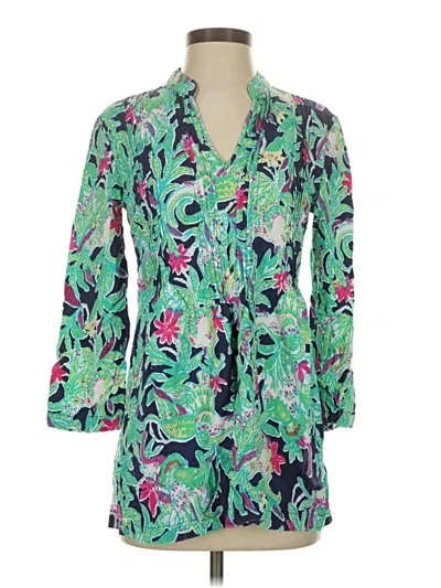 Pre-owned Lilly Pulitzer 3/4 Sleeve Blouse In Green