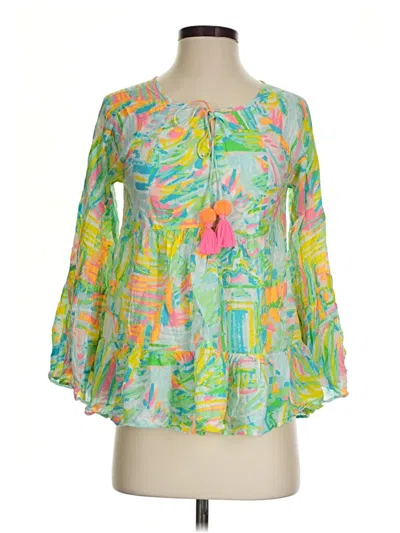 Pre-owned Lilly Pulitzer 3/4 Sleeve Blouse In Green
