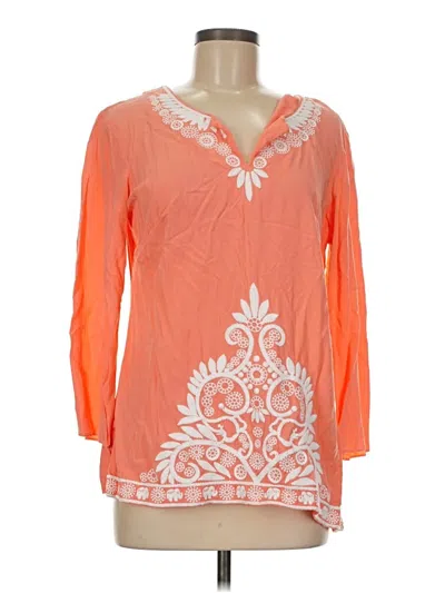 Pre-owned Lilly Pulitzer 3/4 Sleeve Blouse In Orange