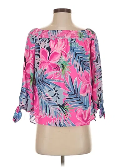 Pre-owned Lilly Pulitzer 3/4 Sleeve Blouse In Pink