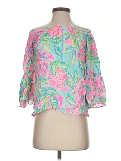 Pre-owned Lilly Pulitzer 3/4 Sleeve Blouse In Pink