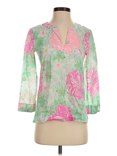 Pre-owned Lilly Pulitzer 3/4 Sleeve Blouse In Pink