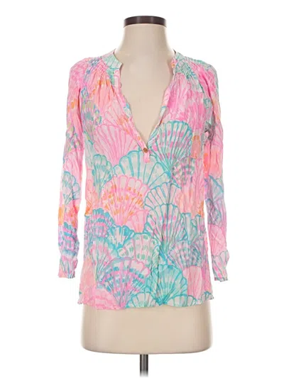 Pre-owned Lilly Pulitzer 3/4 Sleeve Blouse In Pink
