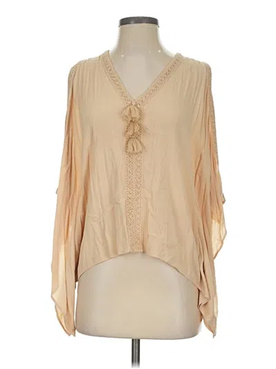 Pre-owned Lilly Pulitzer 3/4 Sleeve Blouse In Tan