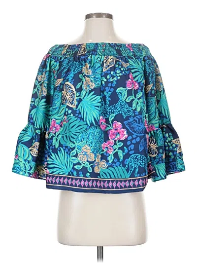 Pre-owned Lilly Pulitzer 3/4 Sleeve Blouse In Teal