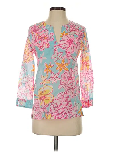 Pre-owned Lilly Pulitzer 3/4 Sleeve Blouse In Teal
