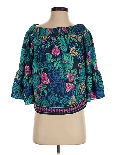 Pre-owned Lilly Pulitzer 3/4 Sleeve Blouse In Teal