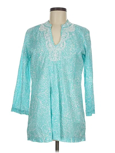 Pre-owned Lilly Pulitzer 3/4 Sleeve Blouse In Teal