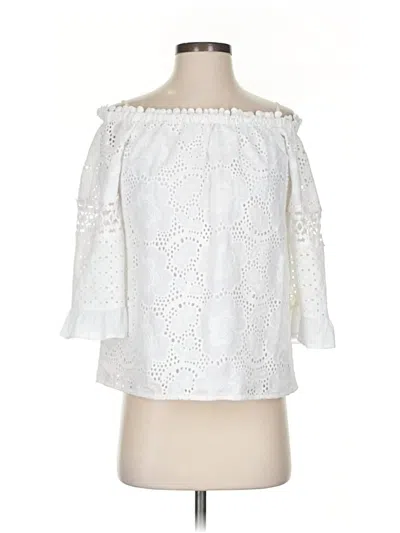 Pre-owned Lilly Pulitzer 3/4 Sleeve Blouse In White