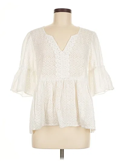 Pre-owned Lilly Pulitzer 3/4 Sleeve Blouse In White