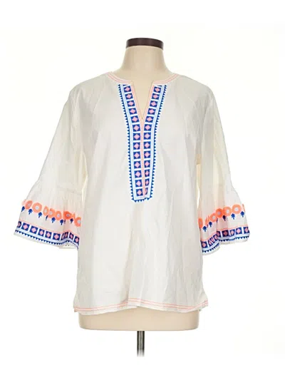 Pre-owned Lilly Pulitzer 3/4 Sleeve Blouse In White