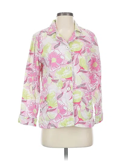 Pre-owned Lilly Pulitzer 3/4 Sleeve Button Down Shirt In Pink
