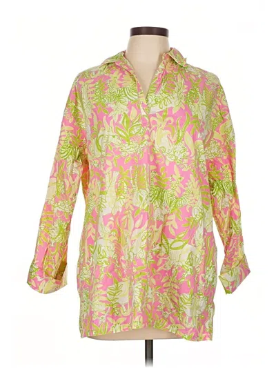 Pre-owned Lilly Pulitzer 3/4 Sleeve Button Down Shirt In Pink