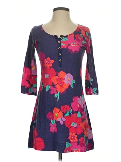 Pre-owned Lilly Pulitzer 3/4 Sleeve Henley Shirt In Purple