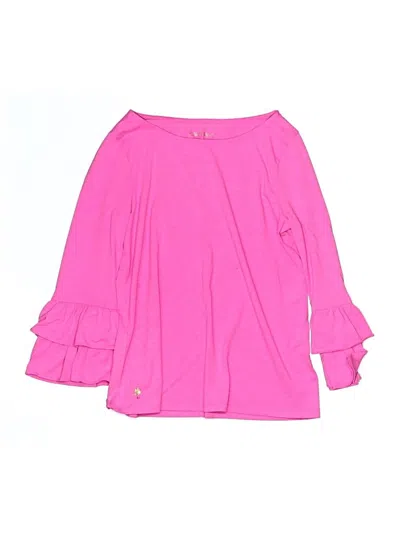 Pre-owned Lilly Pulitzer Kids' 3/4 Sleeve Top Pink Keyhole Neckline Tops