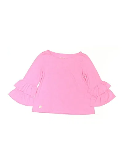 Pre-owned Lilly Pulitzer Kids' 3/4 Sleeve Top Pink Ruffles Neckline Tops