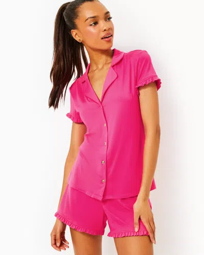 Lilly Pulitzer 4" Augustina Pajama Short In Passion Fruit Pink