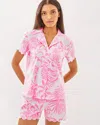 Lilly Pulitzer 4" Biscayne Pajama Short In Rousseau Pink Glisten In The Sun