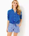 Lilly Pulitzer 4" Lilo Linen Short In Martinique Blue Zee Bebe