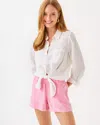 Lilly Pulitzer 4" Lilo Linen Short In Rousseau Pink X Resort White