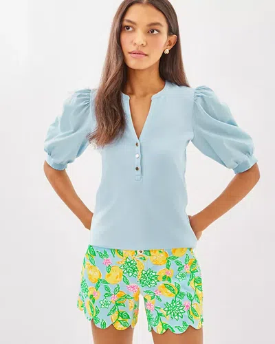 Lilly Pulitzer 5" Buttercup Low Rise Stretch Short In Bluette Make Lemonade